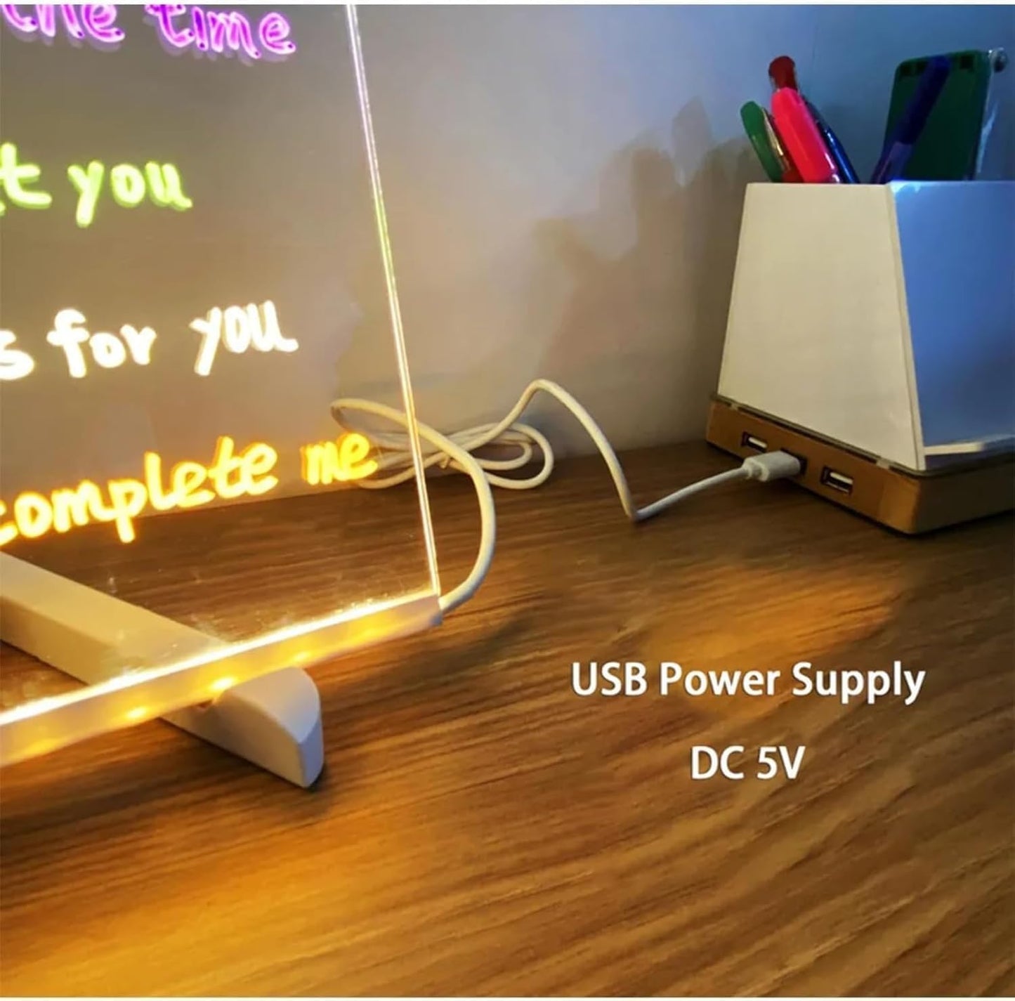 🔥🔥Illuminated Acrylic Dry Erase Board with Stand and 7 Pens ✏️🎨📜