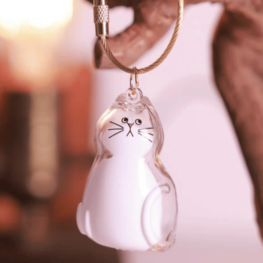 🐾1 Count Transparent Cat Hair Storage Capsule Keychain,🐱 Keepsake Decoration for Cat Lovers, 6 Cute Cat Designs Available💕