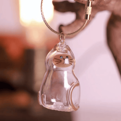 🐾1 Count Transparent Cat Hair Storage Capsule Keychain,🐱 Keepsake Decoration for Cat Lovers, 6 Cute Cat Designs Available💕