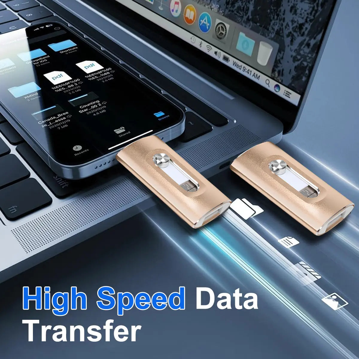Portable 4-in-1 Memory Stick MFi Certified High Speed Data Transfer Flash Drive
