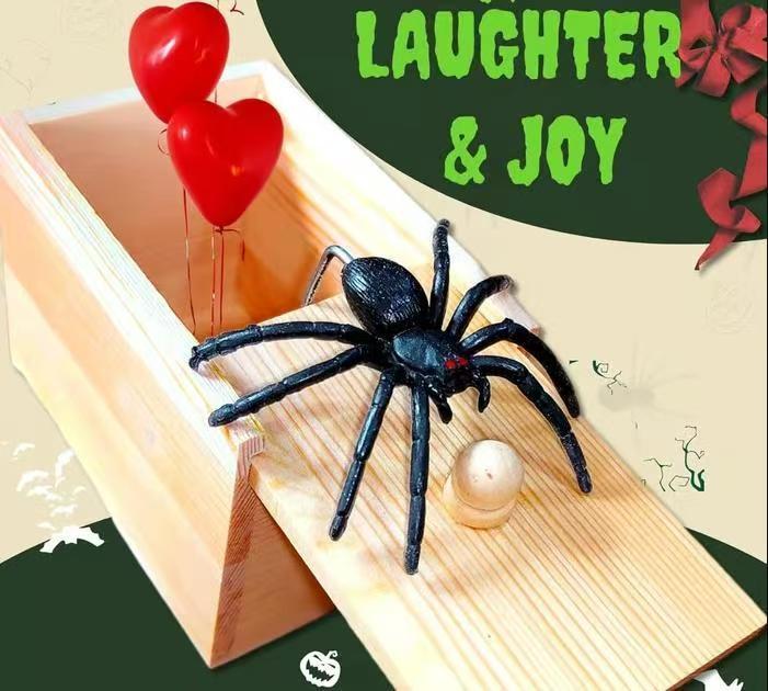 🕷️😱BUY 1 Free 1 Today Only!🎁 Epic Wooden Spider Gag Box - Jump Scare Prank for Parties, Family, Office & Dorms!