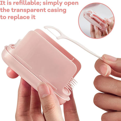 Travel-sized Storage Case with 50 Dental Floss Sticks