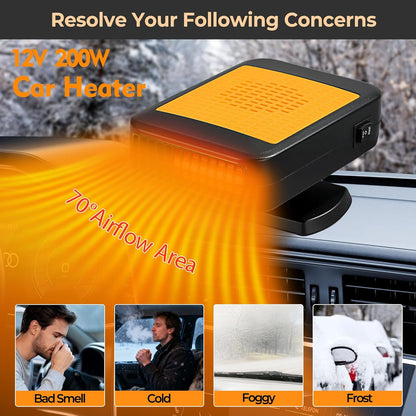 🎁2025-Christmas Hot Sale🎁49% OFF Today Only! Portable Car Heater for Vehicle, 12V Car Heater Portable（ Plugs into Cigarette Lighter）, Portable Heater for Car, 360° Rotatable Car Defroster Windshield Heater