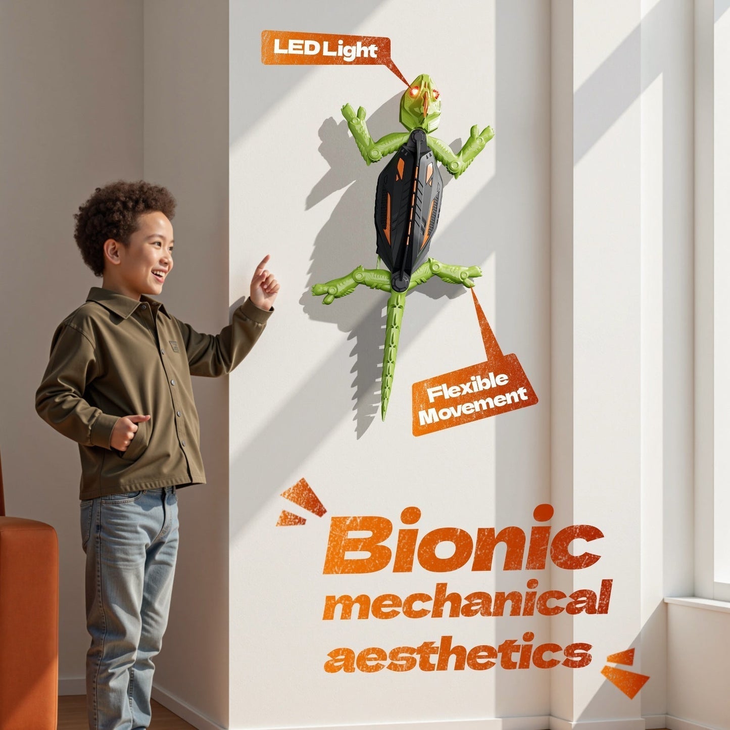 🔥LAST DAY 50% OFF -- 🎁 Wall Crawler Gecko - LED RC Toy for Indoor Family Fun & Prank Gifts