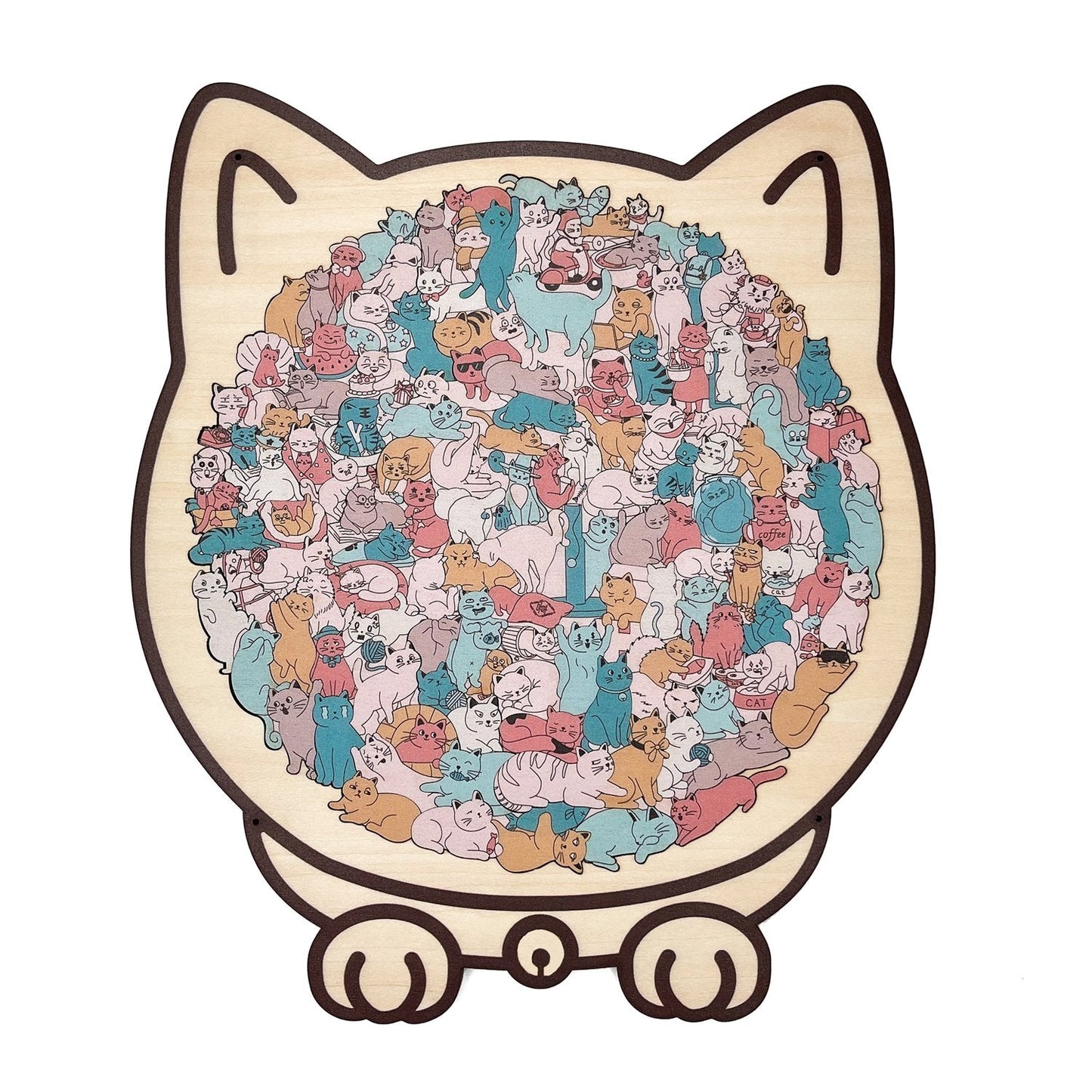 🎁Christmas Sale 49% OFF🎅135-Piece Morandi-Colored Cat Shaped Wooden Jigsaw Puzzle