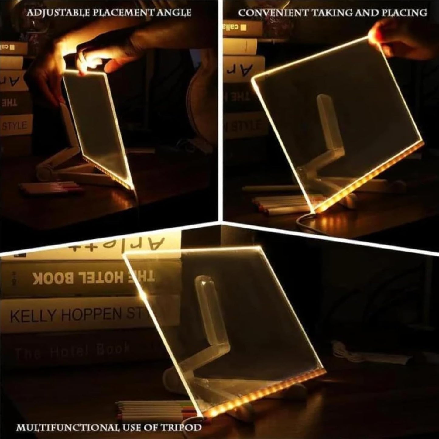 🔥🔥Illuminated Acrylic Dry Erase Board with Stand and 7 Pens ✏️🎨📜